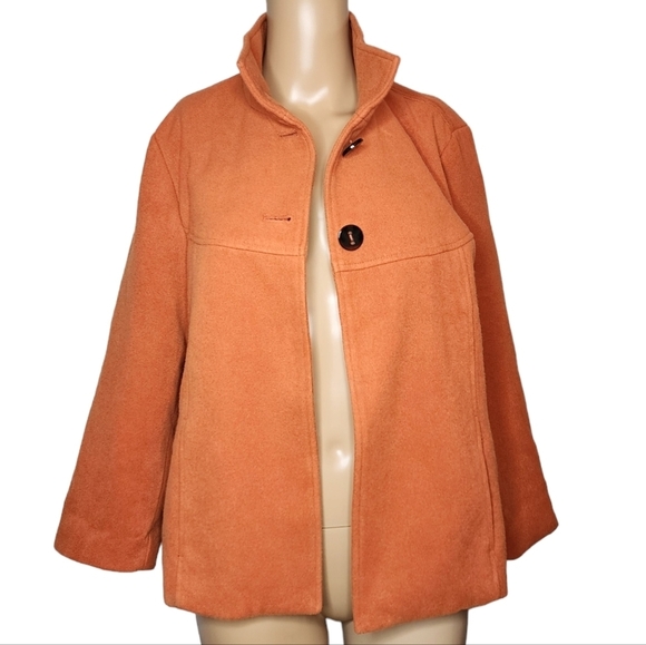 Chico's russet orange swing jacket smooth plush 3/4 sleeve. - Picture 12 of 17